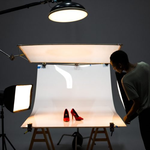 Product photography shoot of shoes